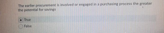 The earlier procurement is involved or engaged in