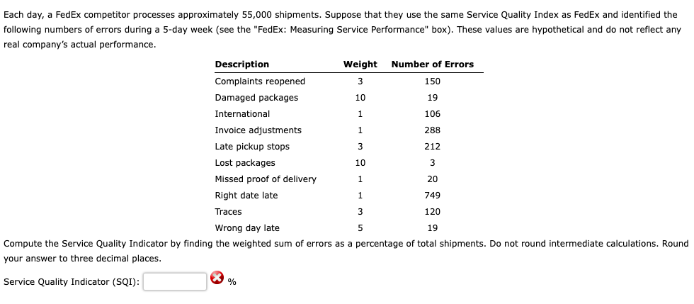 Each day, a FedEx competitor processes