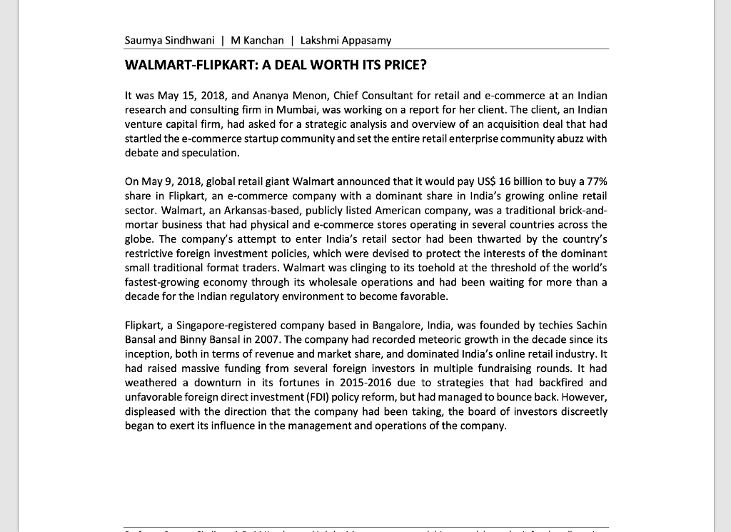 Why did Walmart acquire Flipkart? Was the price