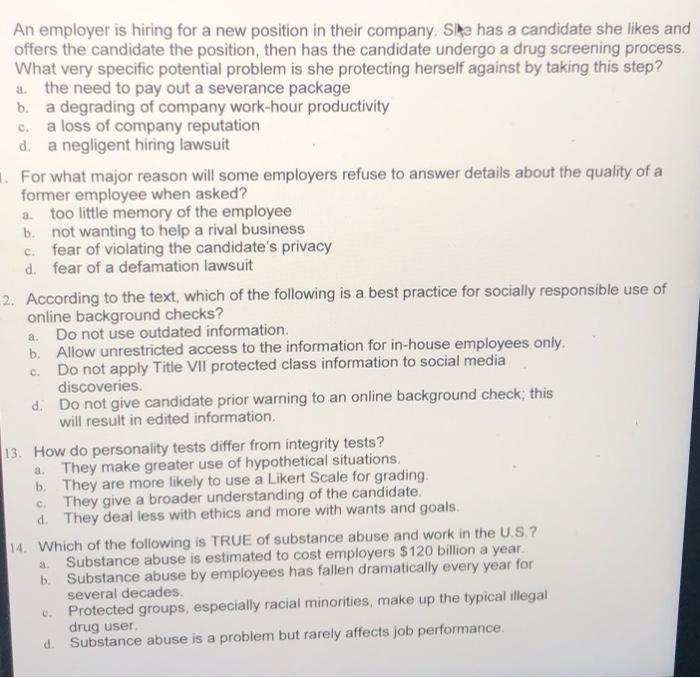 please help, thanks in advanced. An employer is