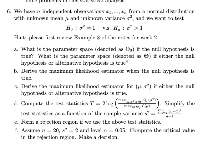analysis. 6. We have n independent observations