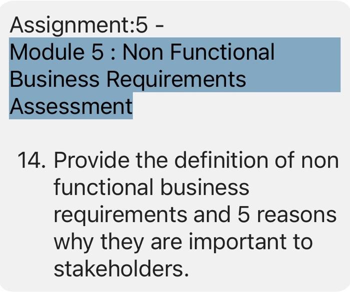 Assignment:5 - Module 5: Non Functional Business