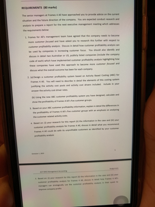 REQUIREMENTS (80 marks) The senior managers at