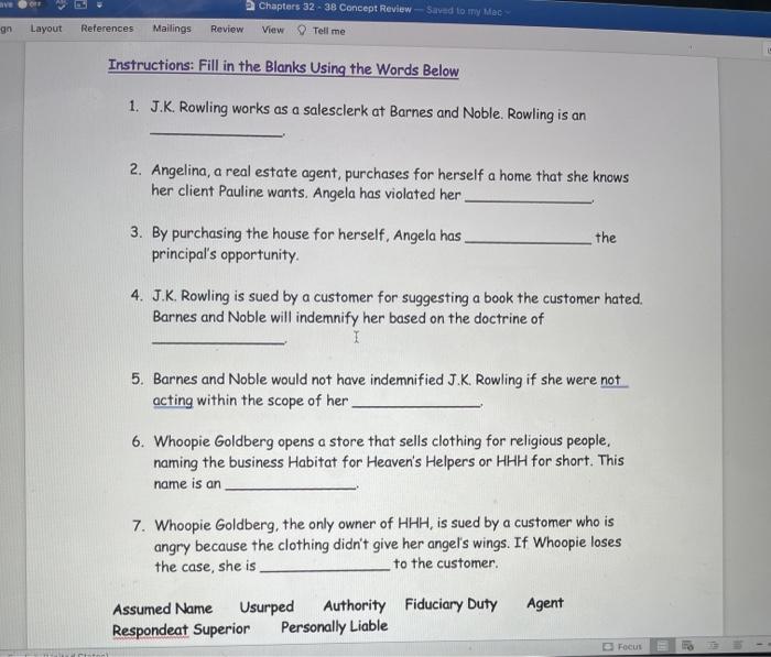 Chapter 32 - 38 Concept Review - Saved to y Mac