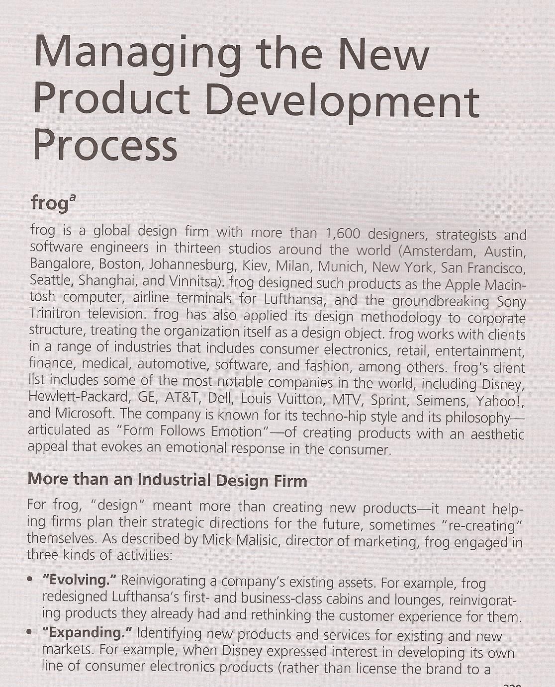 Managing the New Product Development Process frog