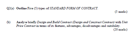 Appendix Q2(a) Outline Five (5) types of STANDARD