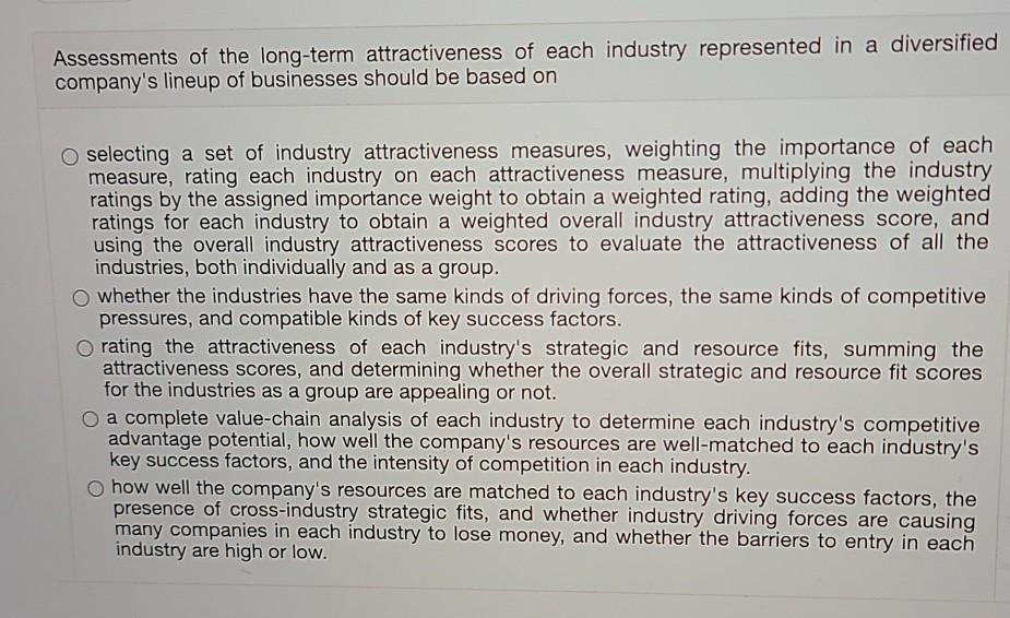 Assessments of the long-term attractiveness of
