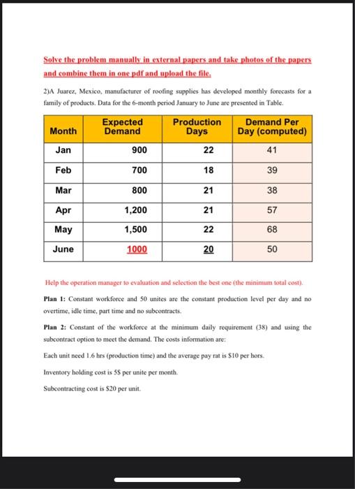 Solve the problem manually in external papers and