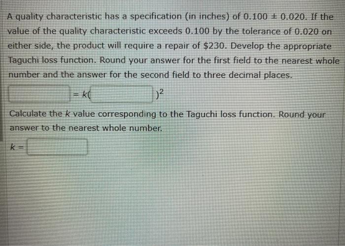 A quality characteristic has a specification (in