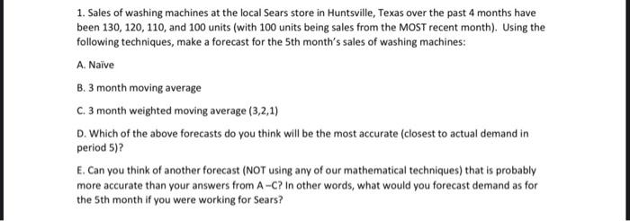 I just need part E please show work:) 1. Sales of