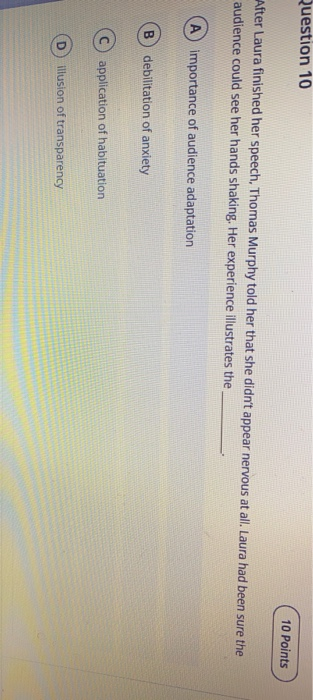 biscom/100t Question 10 10 Points After Laura