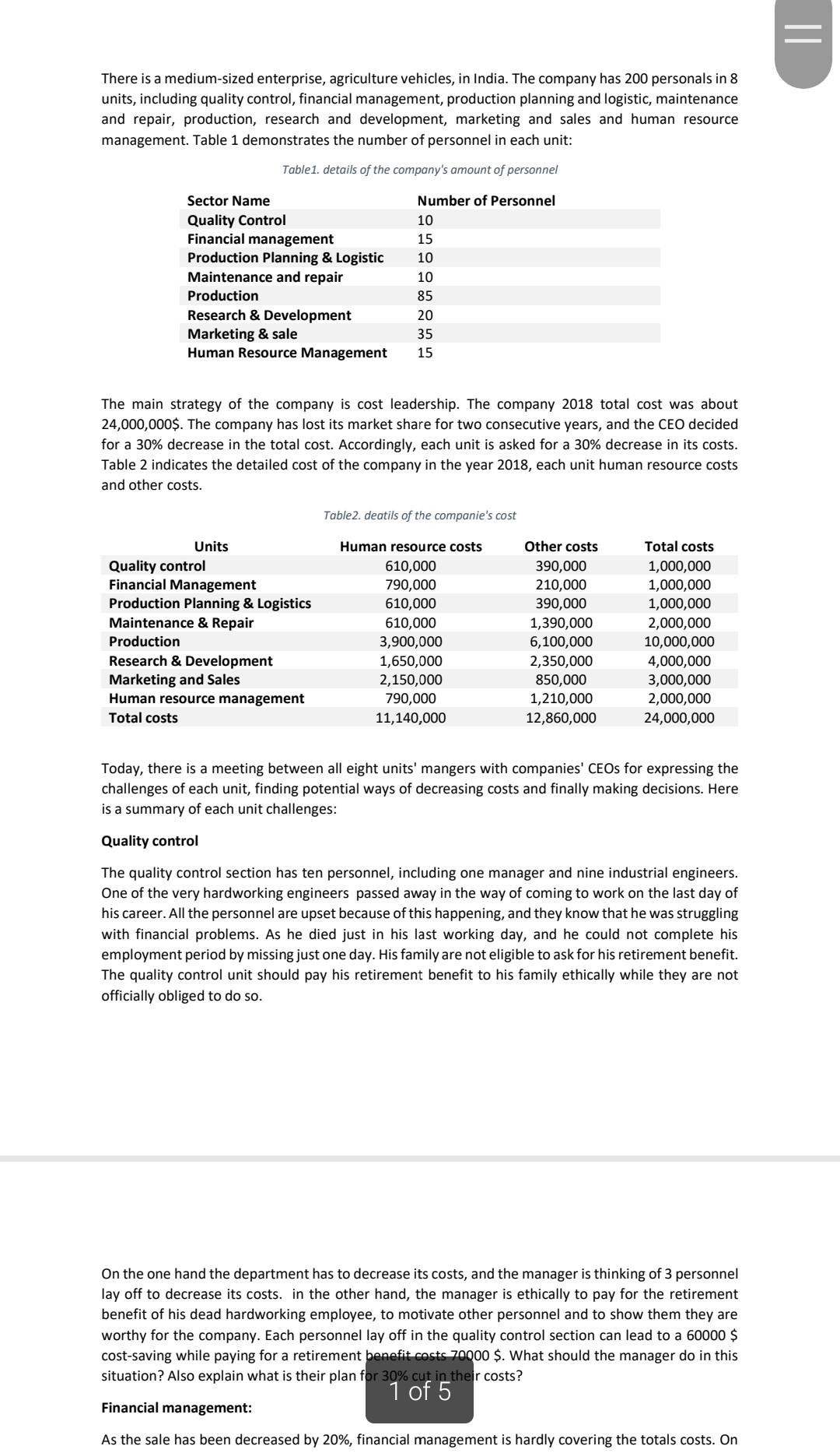 needed in each year for each servic (See example