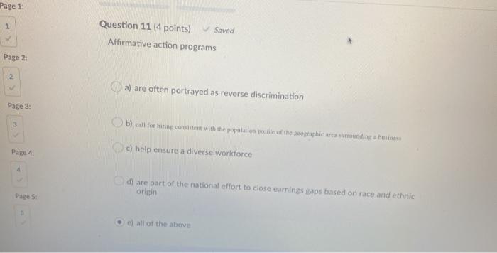 Page 1 1 Question 11 (4 points) Saved Affirmative