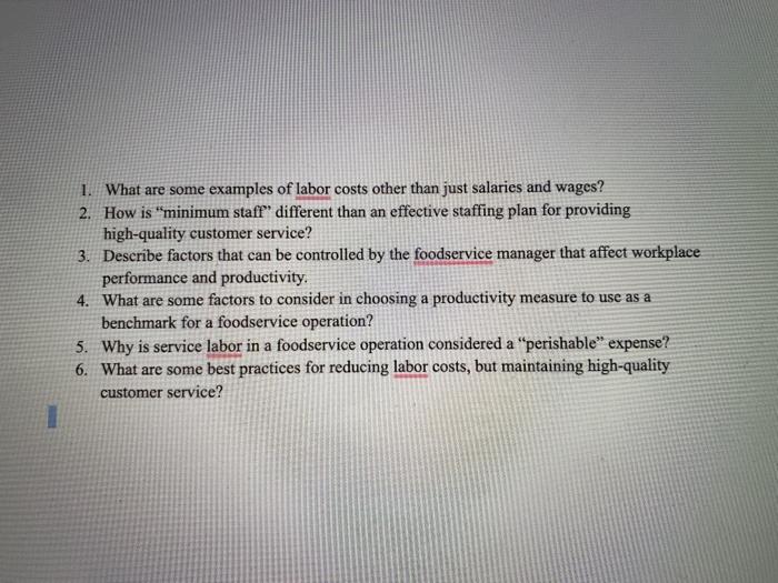 1. What are some examples of labor costs other