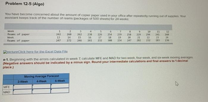 Please help, will thumbs up! Problem 12-5 (Algo)
