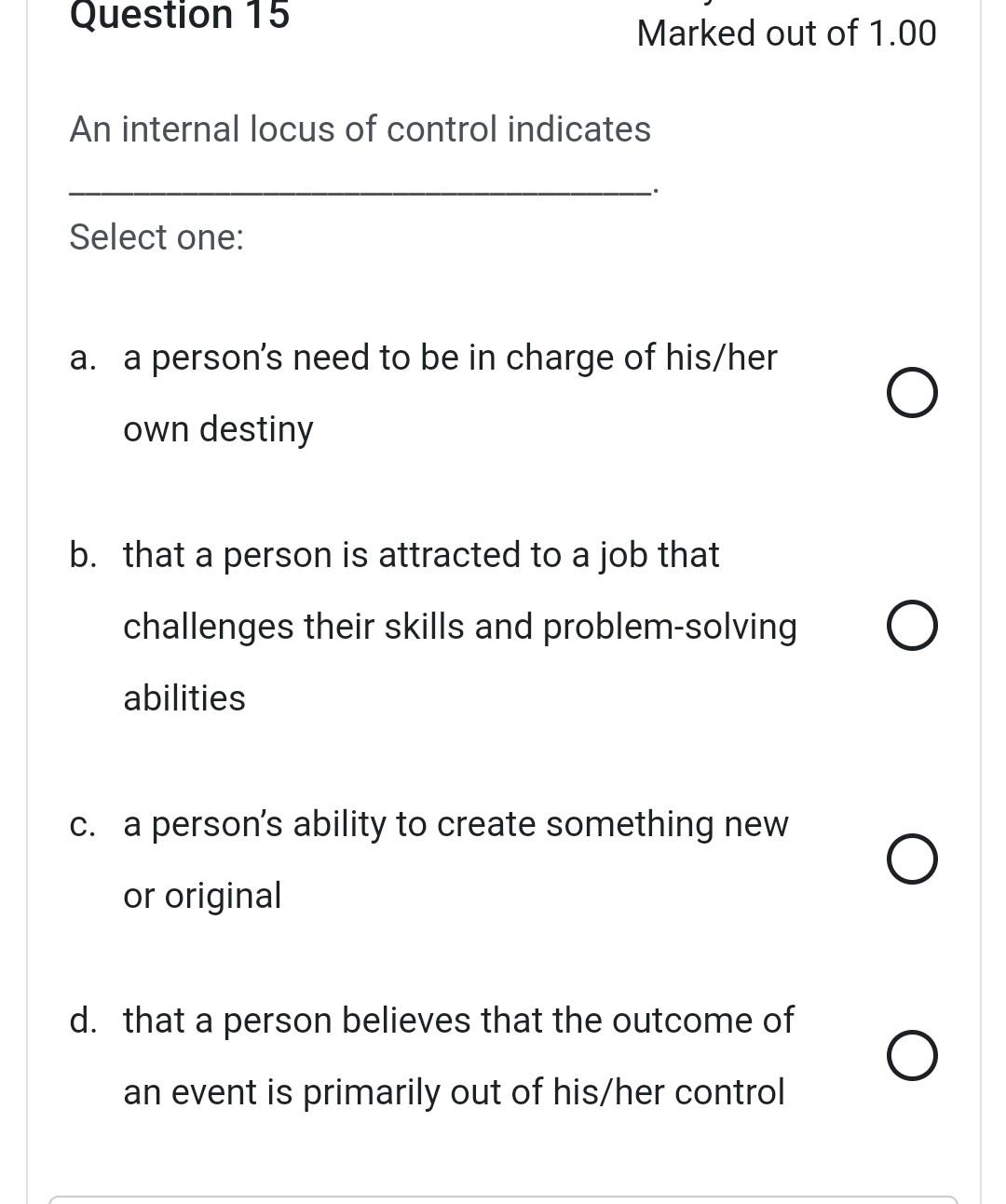 Question 13 Marked out of 1.00 Kohler has adopted