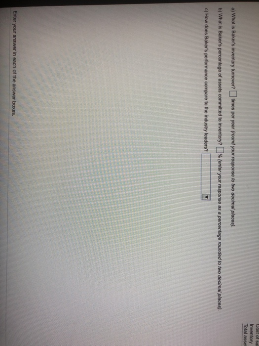 Cost of sal Inventory Total asse a) What is