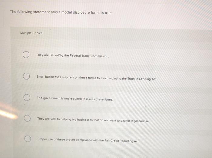 The following statement about model disclosure