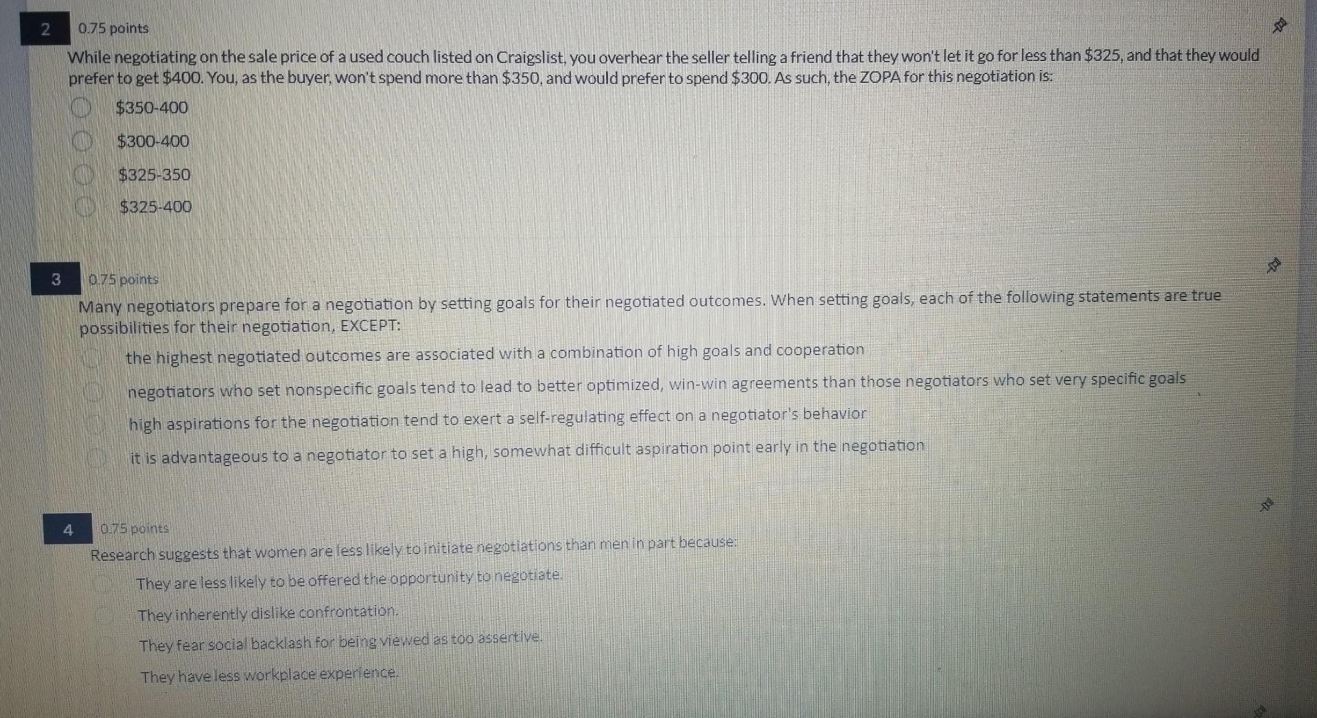 2, 3 and 4 please While negotiating on the sale