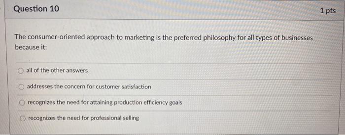 Question 8 A product strategy is: a firm's total