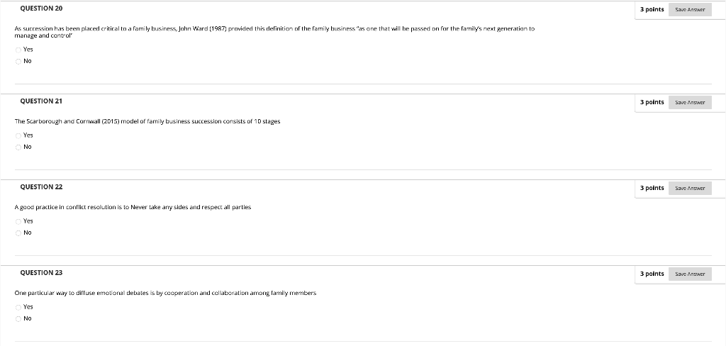 QUESTION 20 3 points Save Answer As succession