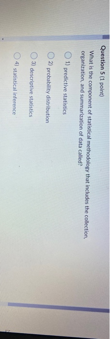 Question 5 (1 point) What is the component of