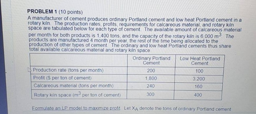 ALL INFORMATION IS PROVIDED PROBLEM 1 (10 points)
