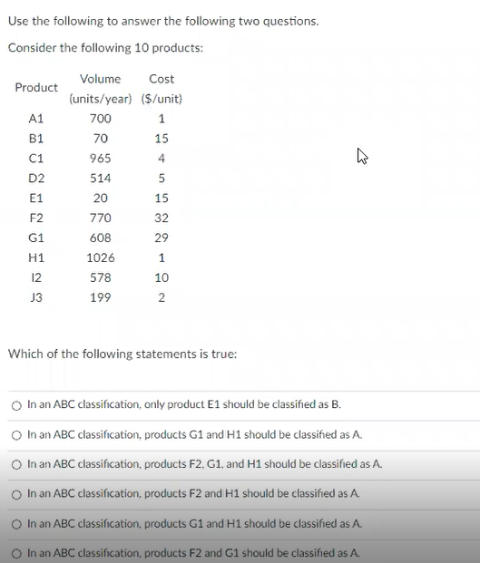 Use the following to answer the following two