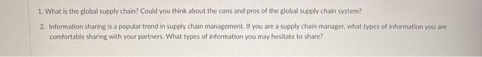 1. What is the global supply chain? Could you