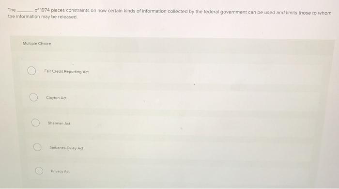 The of 1974 places constraints on how certain