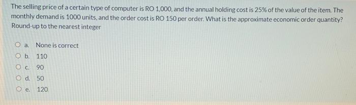 The selling price of a certain type of computer