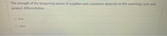 The strength of the bargaining power of suppliers
