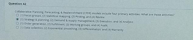 subject supply chain Question 42 Collaborative