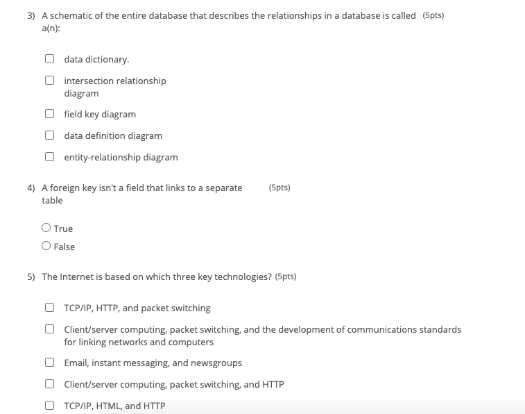 (5pts) 1) Which of the following best illustrates