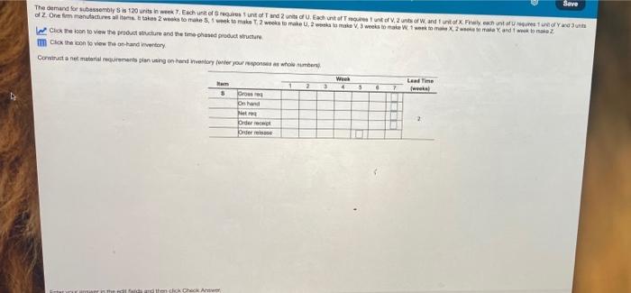 Save The demand for subassembly is 120 units.