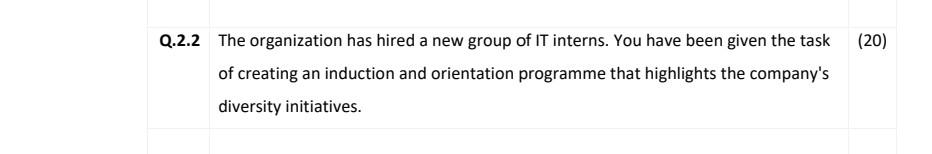 Q.2.2 The organization has hired a new group of