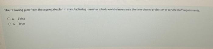 The resulting plan from the aggregate plan in