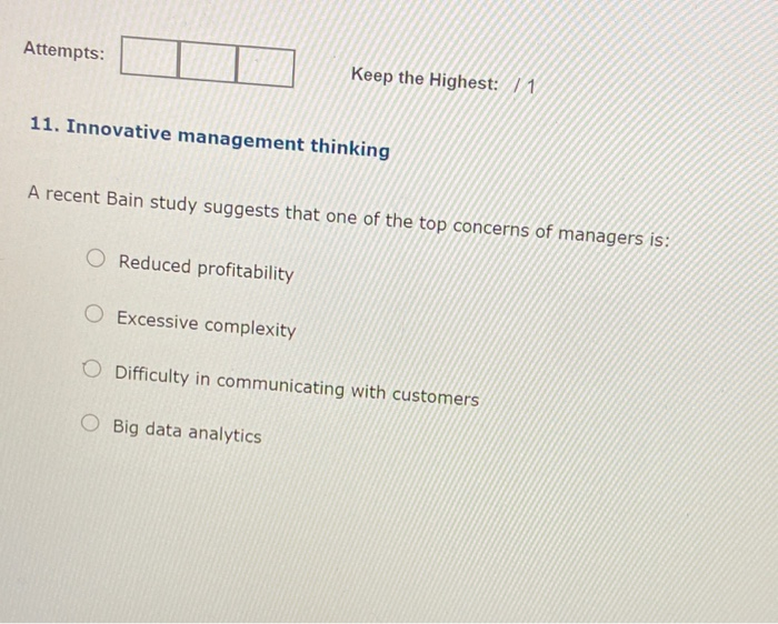 Attempts: Keep the Highest: 11 11. Innovative