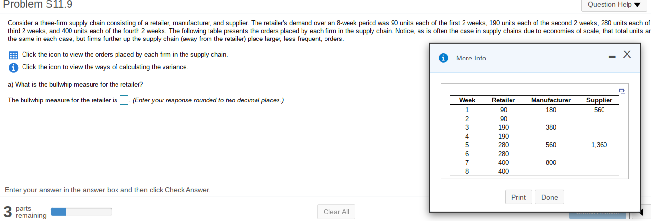 Problem S11.9 Question Help Consider a three-firm