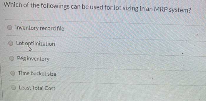 Which of the followings can be used for lot