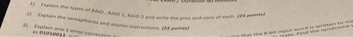 question 1 and 2 please (operations systems) 1)