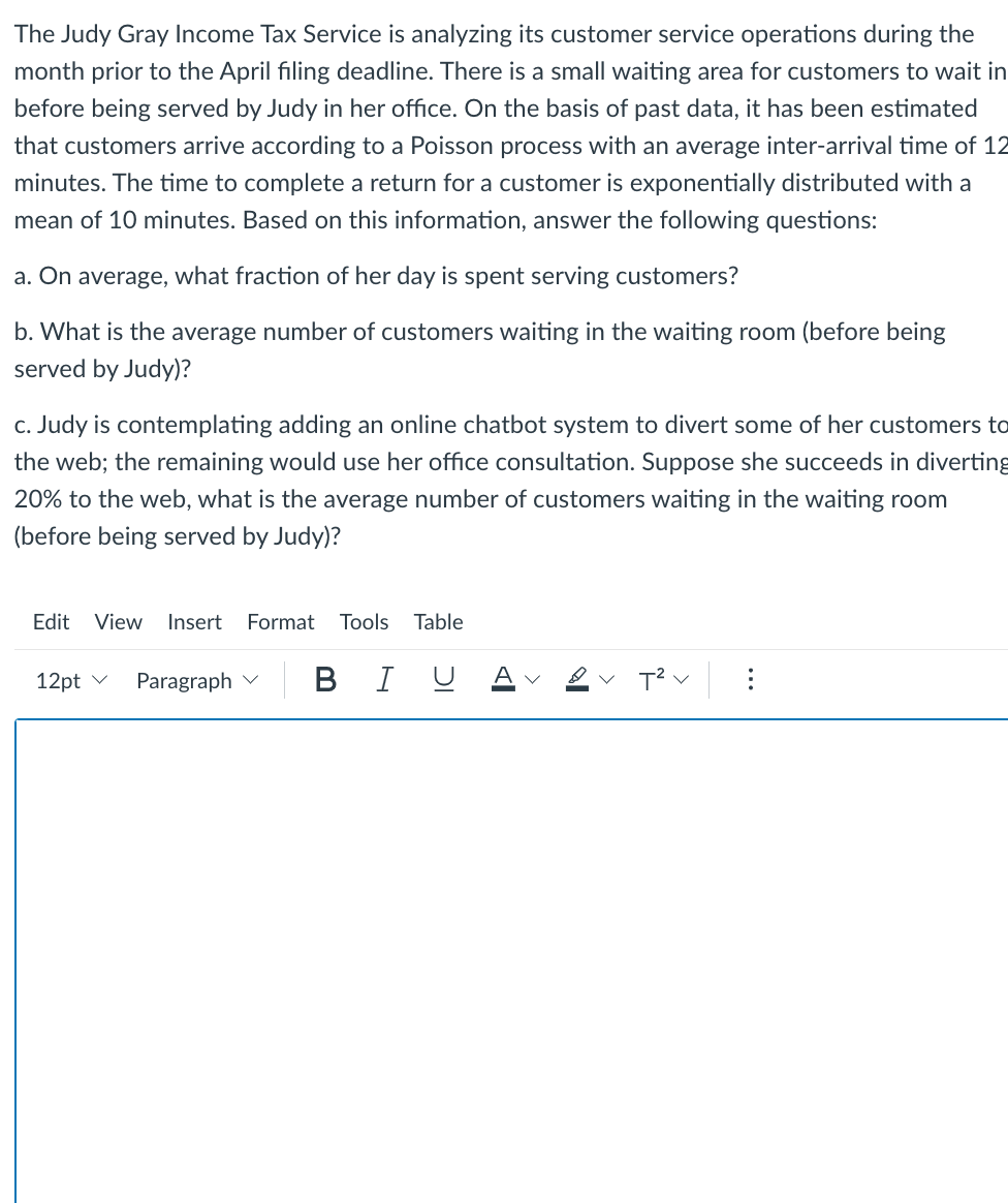 The Judy Gray Income Tax Service is analyzing its