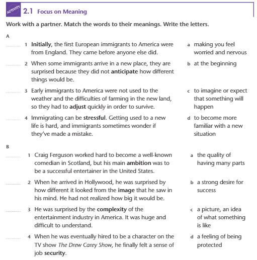 Work with a partner. Match the words to their