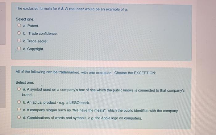 The exclusive formula for A & Wroot beer would be