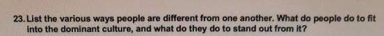 23. List the various ways people are different