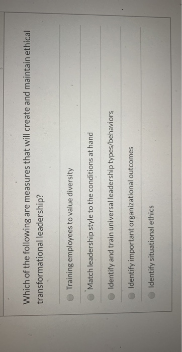 Which of the following are measures that will