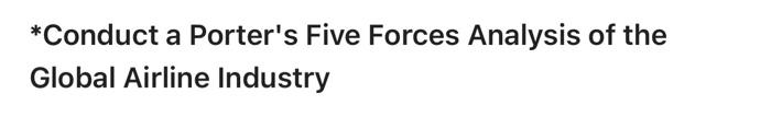 *Conduct a Porter's Five Forces Analysis of the