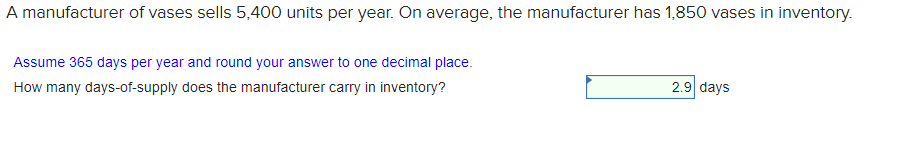 A manufacturer of vases sells 5,400 units per