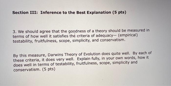 Section III: Inference to the Best Explanation (5