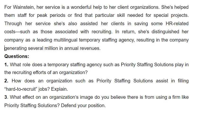 For Wainstein, her service is a wonderful help to